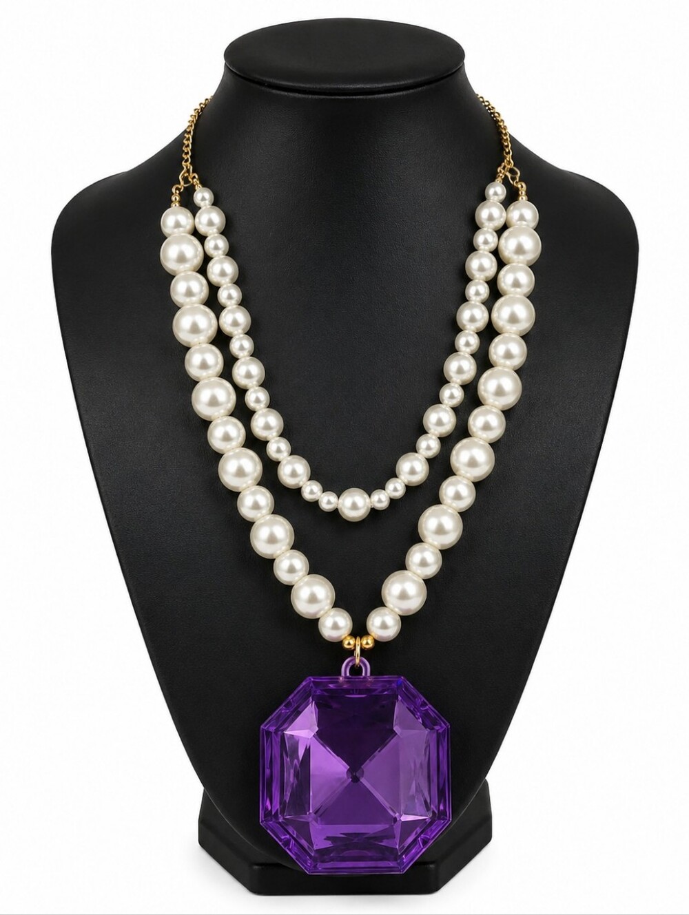 Chunky Purple Gem Pearl Necklace